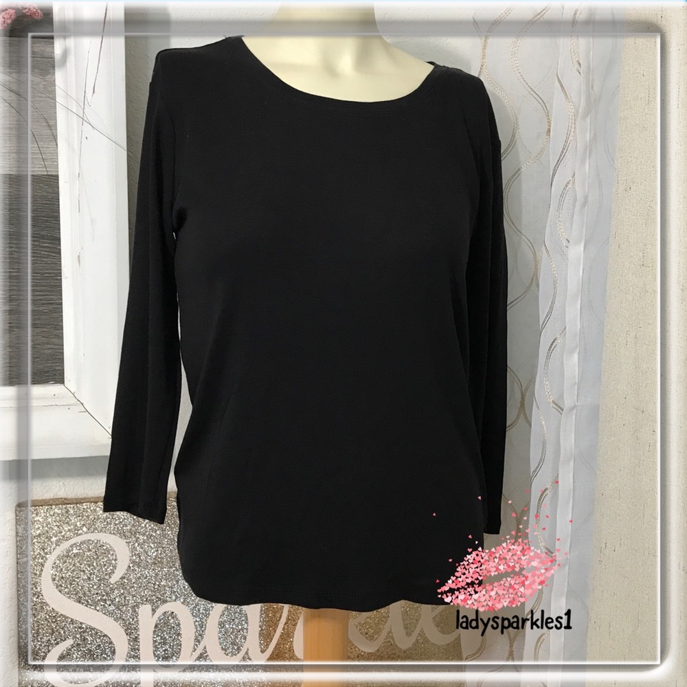 Ellen Tracy | Black Quarter Sleeve Top Sz Medium